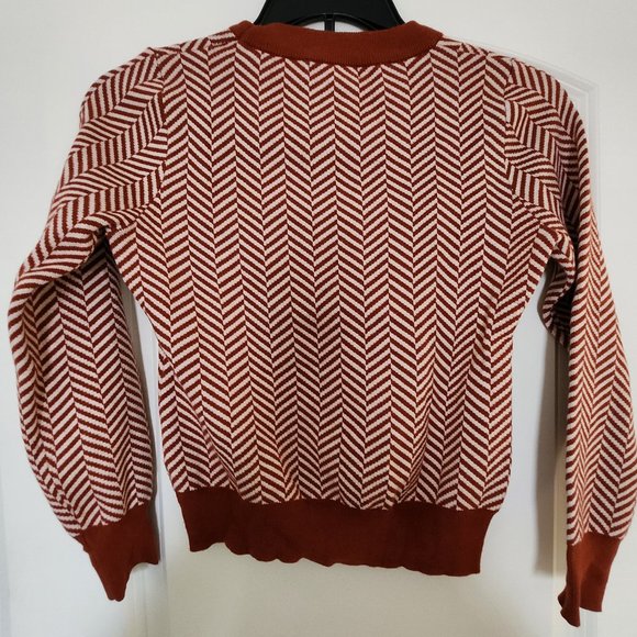 Shein Contrast Trim Striped Chevron Sweater Retro Style Size Medium - Picture 3 of 7
